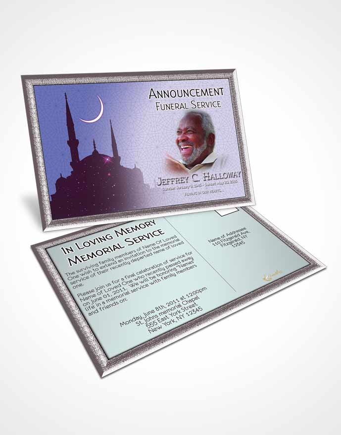Funeral Announcement Card Template Purple Islamic Serenity