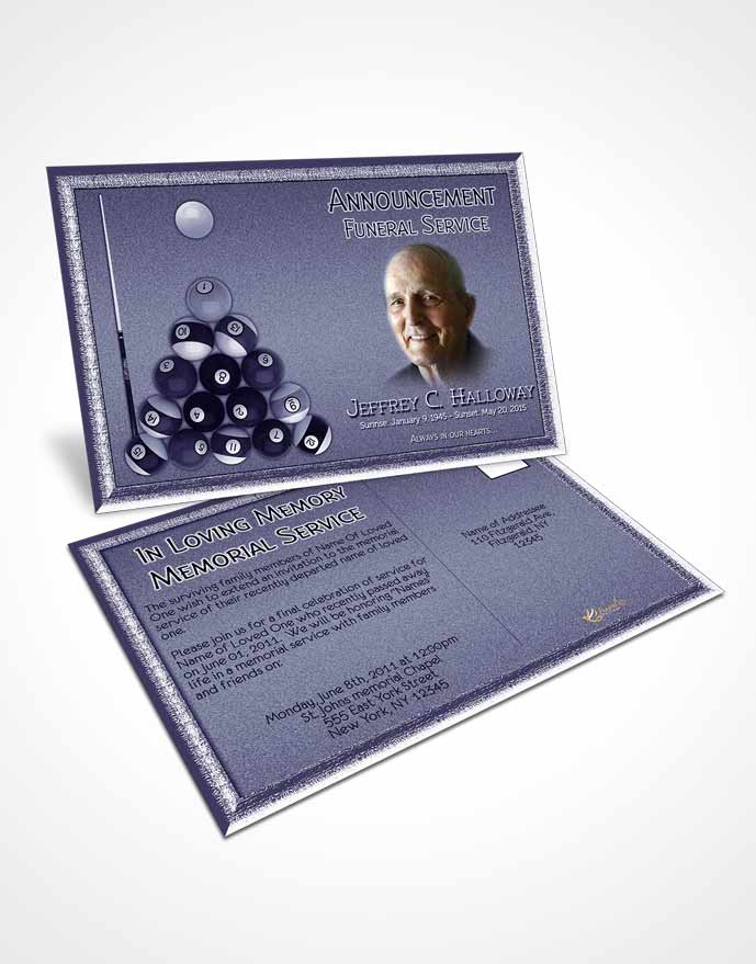 Funeral Announcement Card Template Purple Mist Billiards Desire