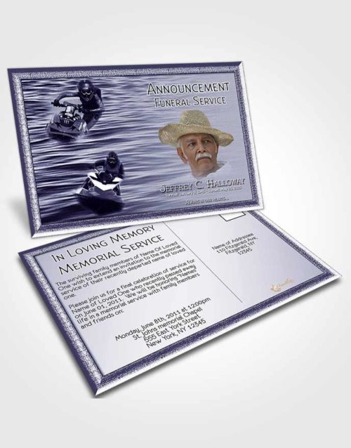 Funeral Announcement Card Template Purple Mist Water Sports