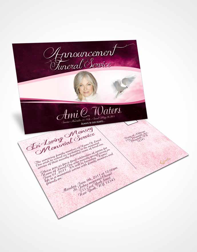 Funeral Announcement Card Template Rosy Paradise