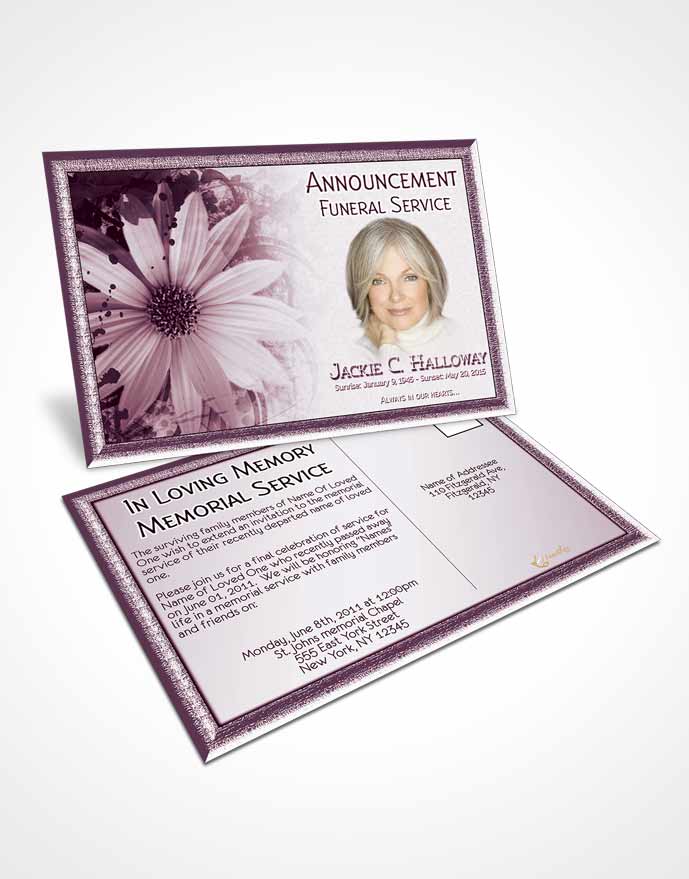 Funeral Announcement Card Template Rubellite Artistic Bouquet