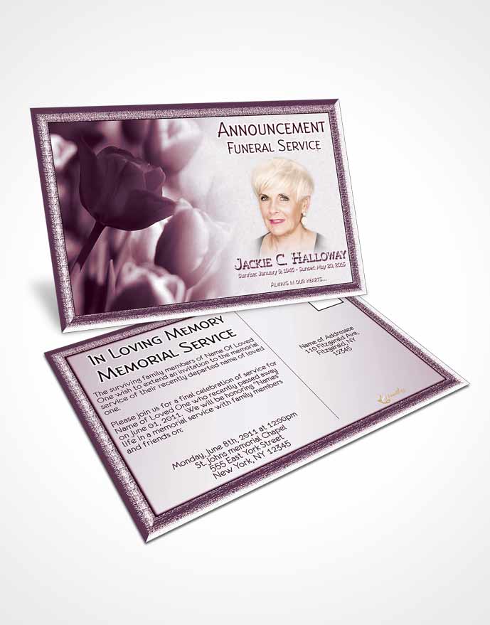 Funeral Announcement Card Template Rubellite Roses