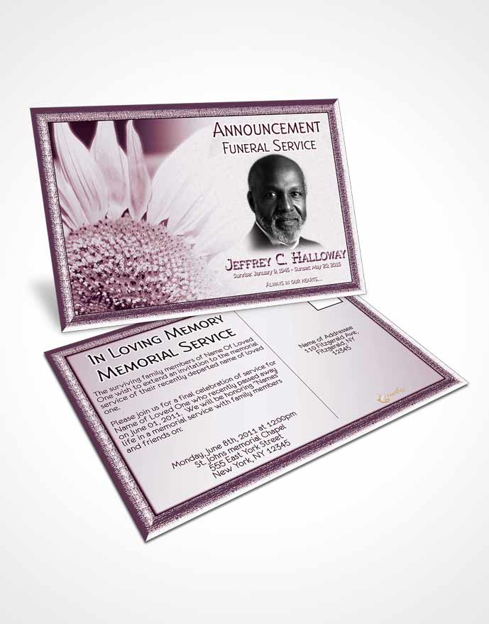 Funeral Announcement Card Template Rubellite Sunflower