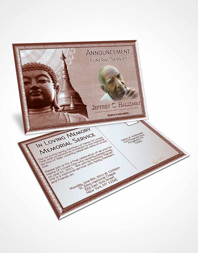 Funeral Announcement Card Template Ruby Buddhist Faith