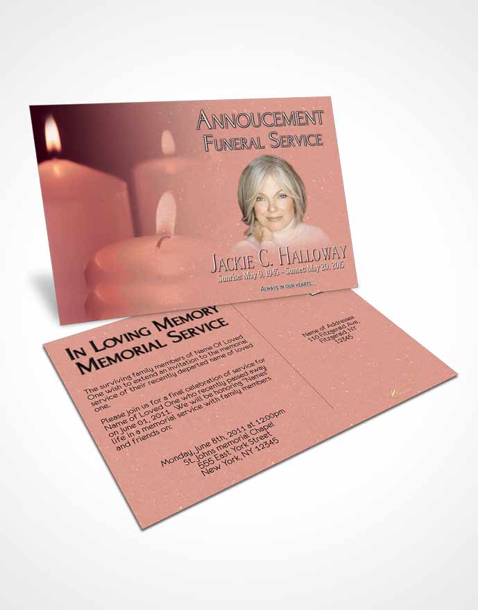 Funeral Prayer Card Template Ruby Candles In The Wind