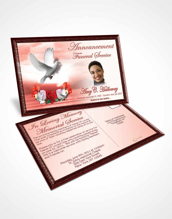 Funeral Prayer Card Template Ruby Delightful Doves