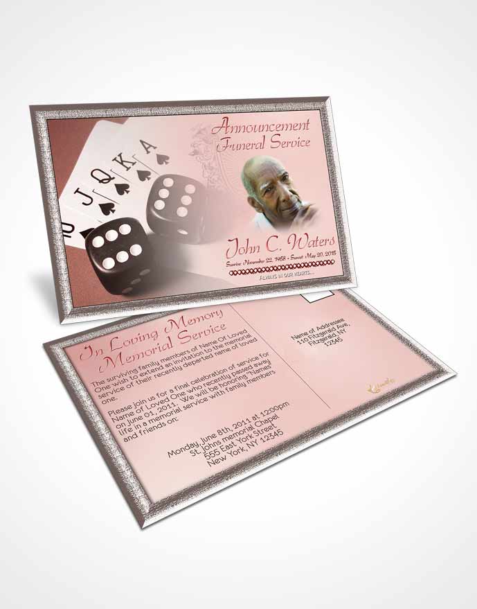 Funeral Announcement Card Template Ruby Double Down