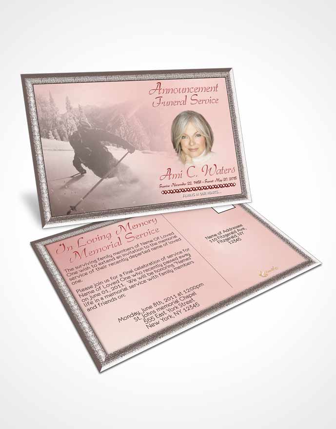 Funeral Announcement Card Template Ruby Downhill Skiing