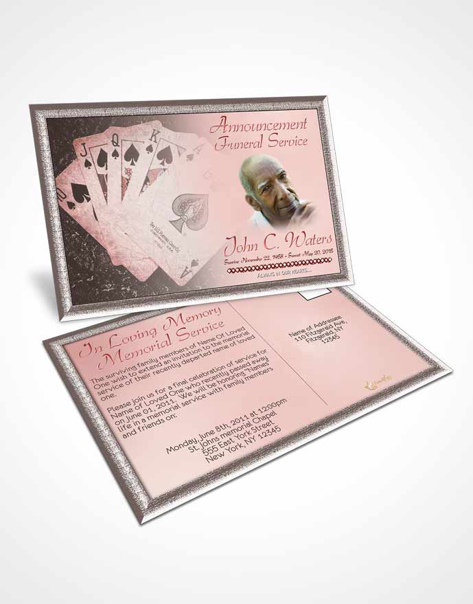 Funeral Announcement Card Template Ruby King of Hands