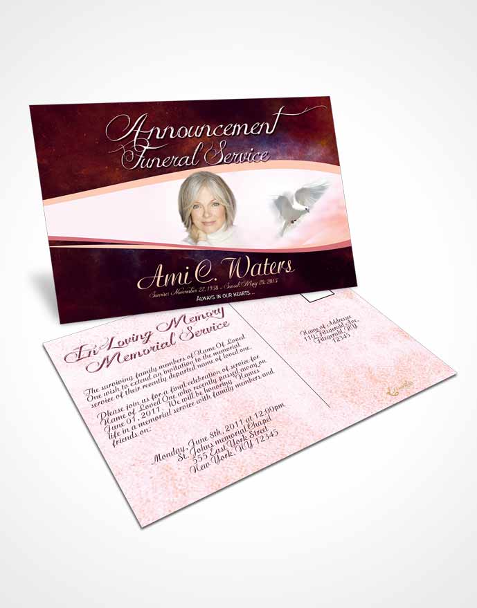Funeral Announcement Card Template Ruby Paradise