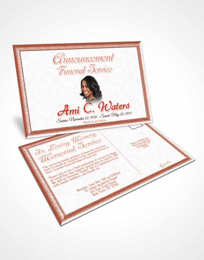 Funeral Announcement Card Template Ruby Purity
