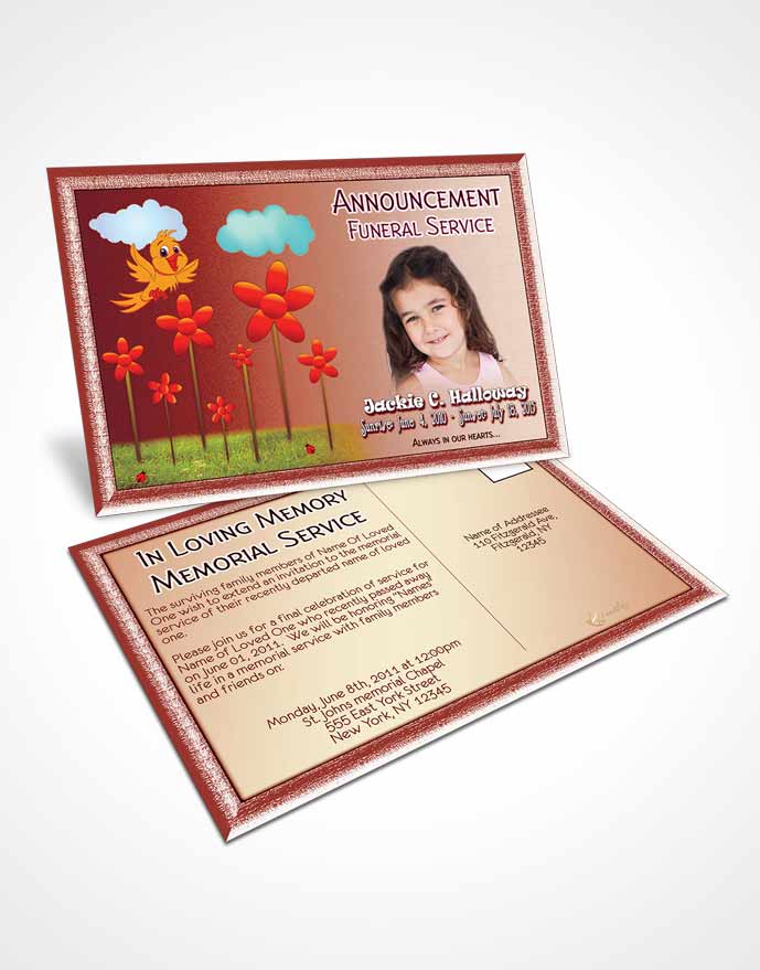 Funeral Announcement Card Template Ruby Red Childs Dream
