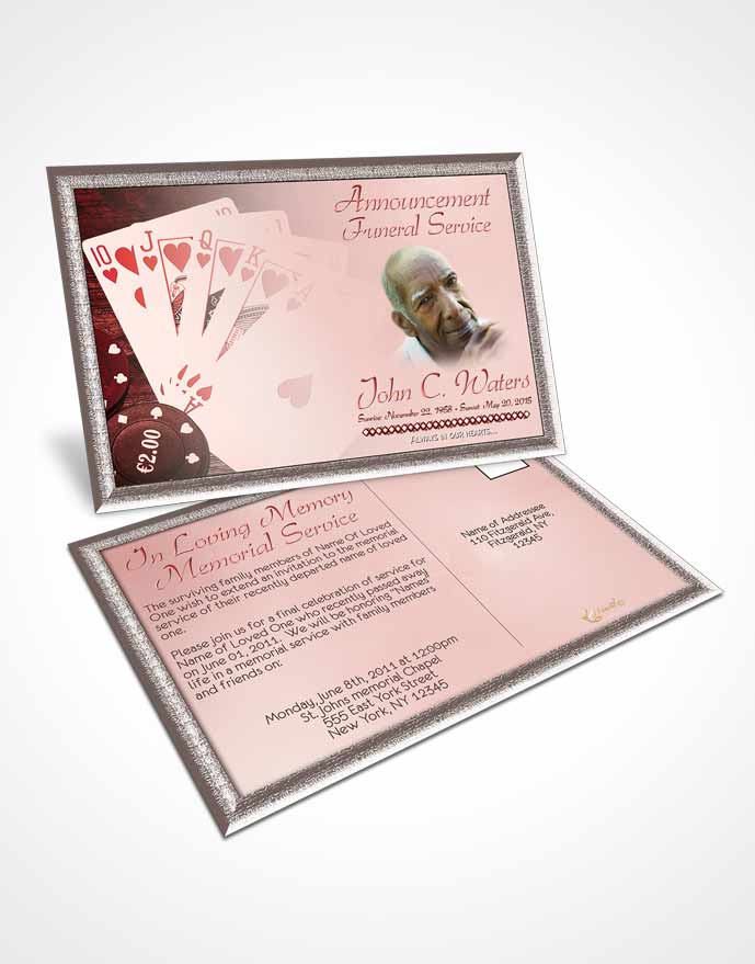 Funeral Announcement Card Template Ruby Royal Flush