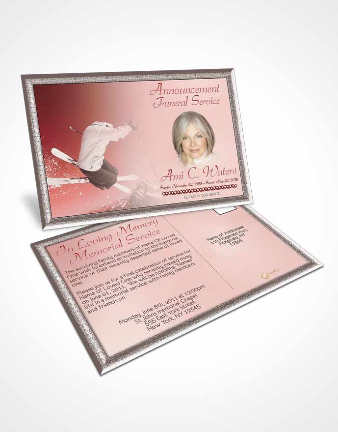 Funeral Announcement Card Template Ruby Ski Jumping