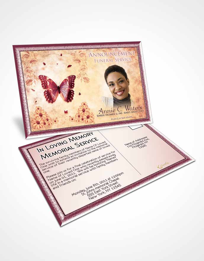 Funeral Announcement Card Template Ruby Sunny Sunflowers