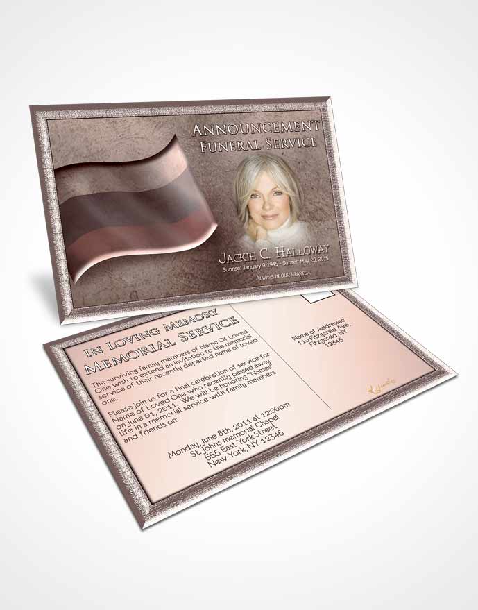 Funeral Announcement Card Template Russian Burgundy City
