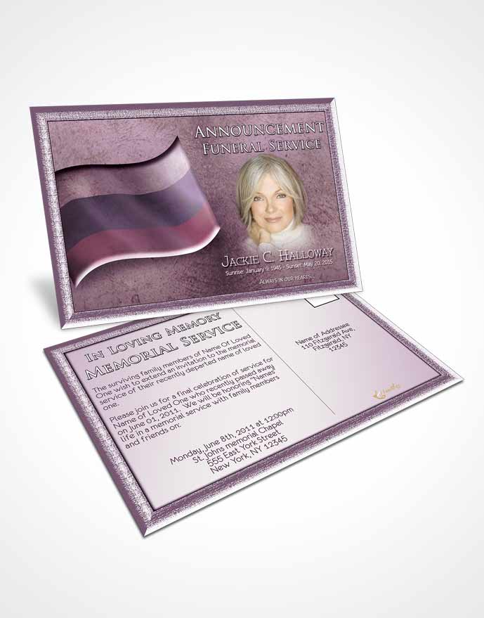 Funeral Announcement Card Template Russian Lavender City