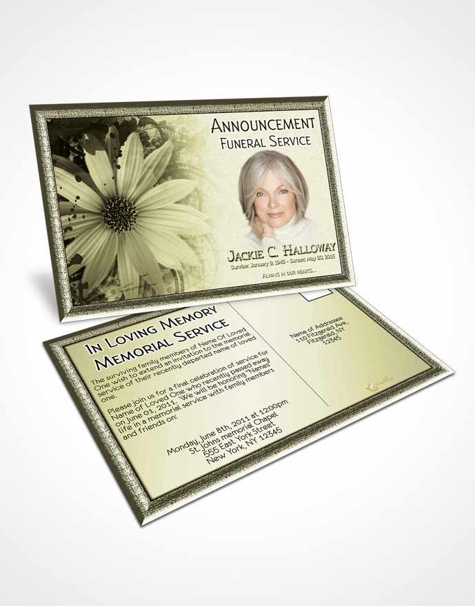 Funeral Announcement Card Template Rustic Artistic Bouquet