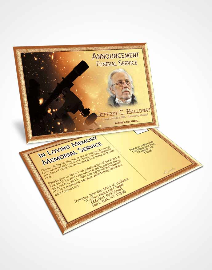 Funeral Announcement Card Template Rustic Astronomers Sky