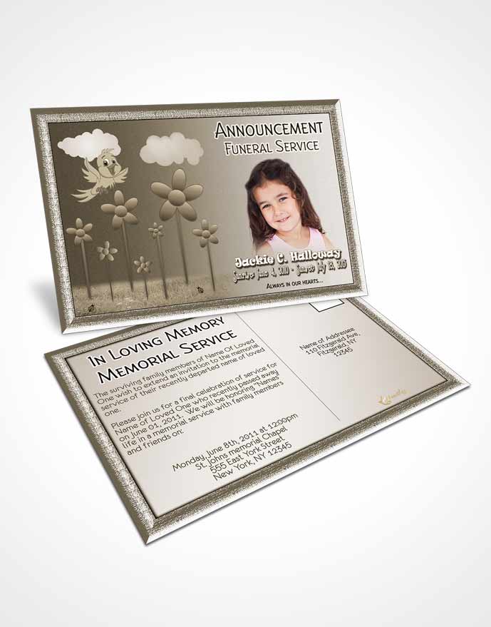 Funeral Announcement Card Template Rustic Childs Dream
