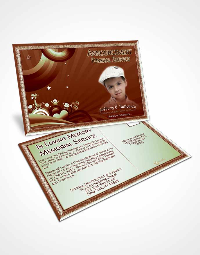 Funeral Announcement Card Template Rustic Childs Journey