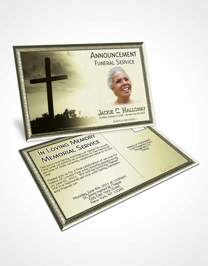Funeral Announcement Card Template Rustic Cross in the Sky