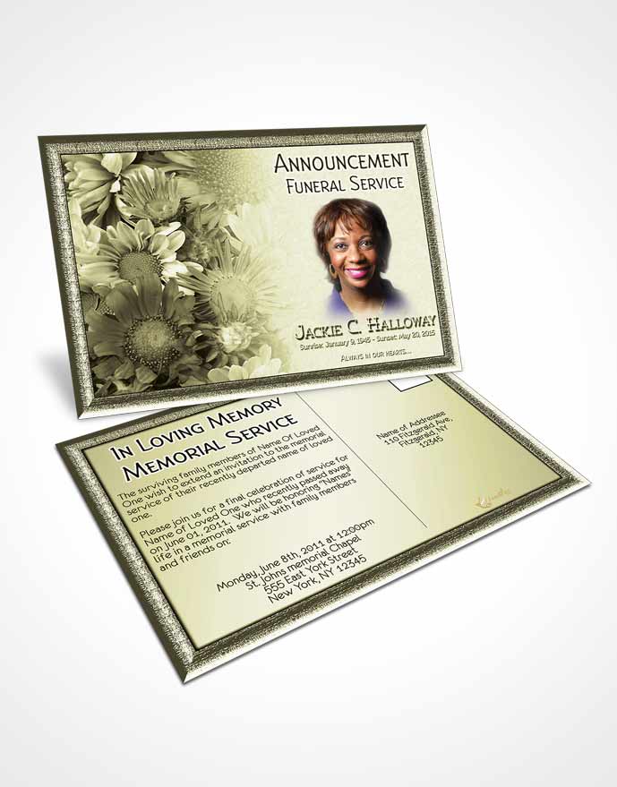 Funeral Announcement Card Template Rustic Dream Flower