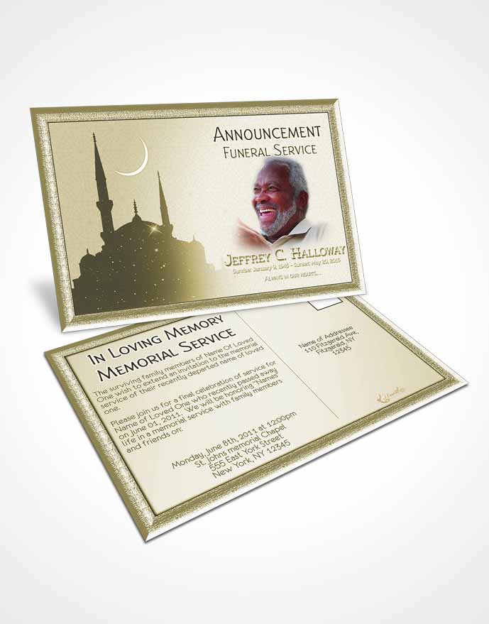 Funeral Announcement Card Template Rustic Islamic Serenity