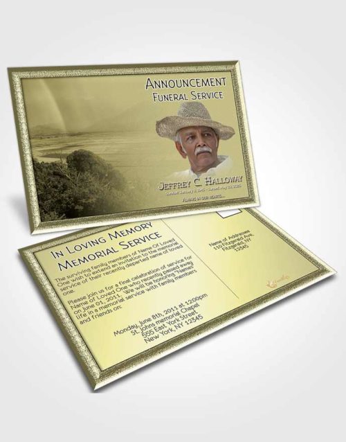 Funeral Announcement Card Template Rustic Misty Mountain