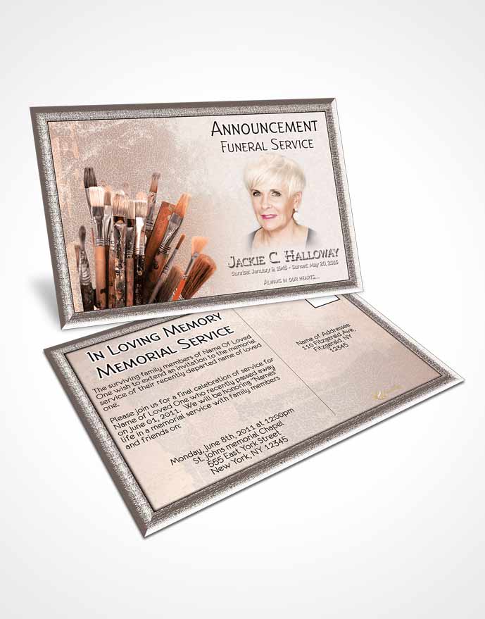 Funeral Announcement Card Template Rustic Painters Paradise