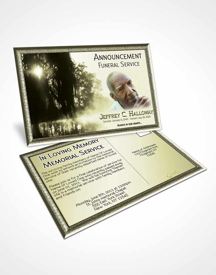 Funeral Announcement Card Template Rustic Summer Reflection