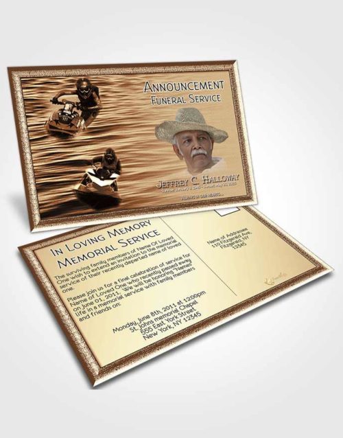 Funeral Announcement Card Template Rustic Water Sports