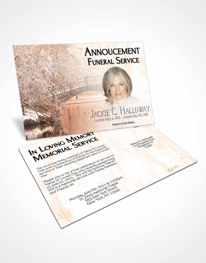 Funeral Announcement Card Template Rustic Winter Paradise