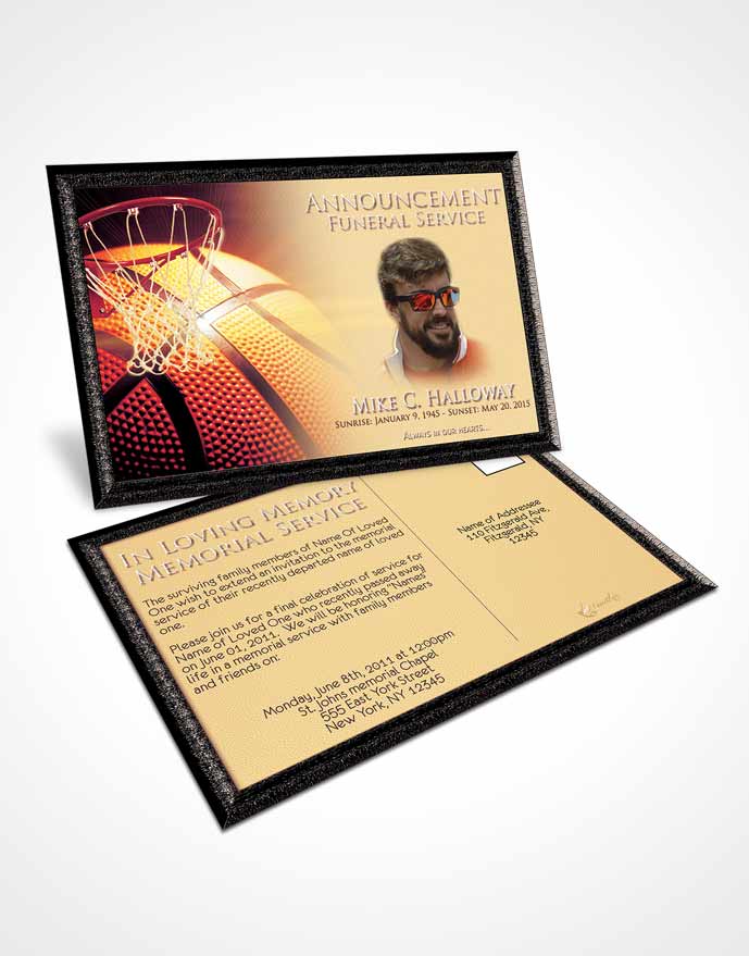 Funeral Announcement Card Template Serene Basketball Honor