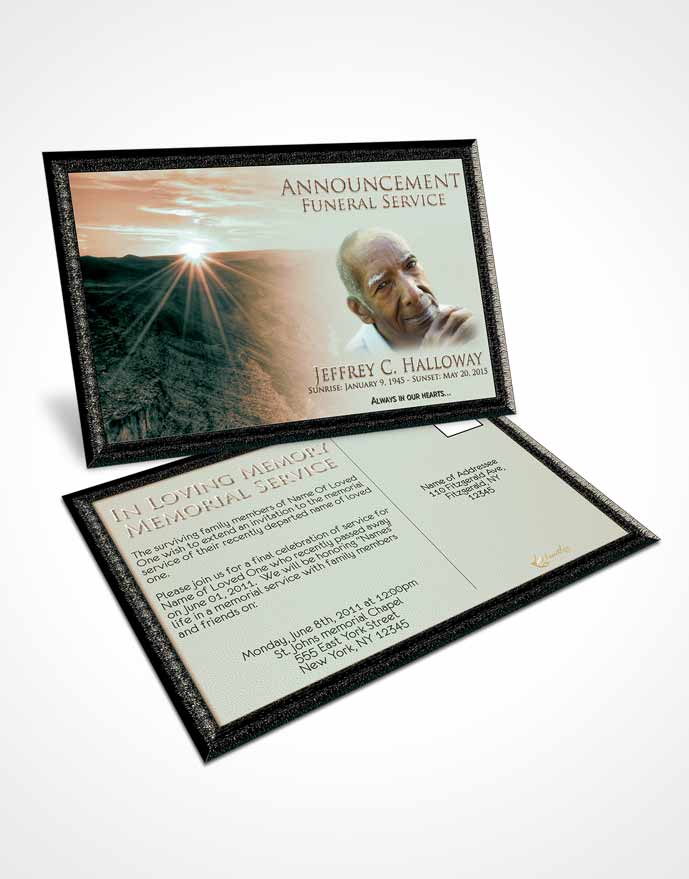 Funeral Announcement Card Template Serenity Canyon Escape
