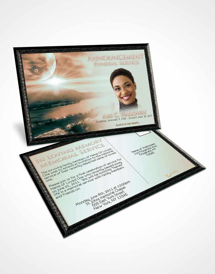 Funeral Announcement Card Template Serenity Evening Moon