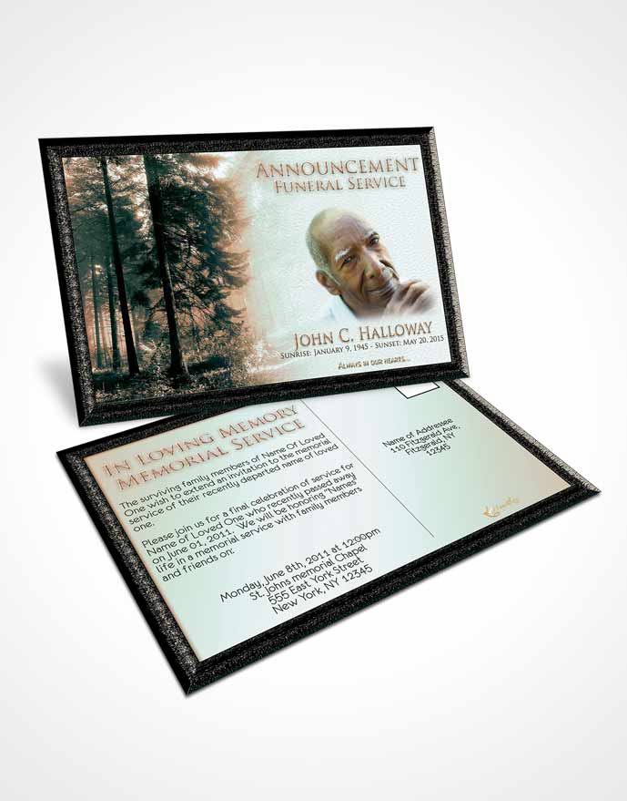 Funeral Announcement Card Template Serenity Forest Laughter