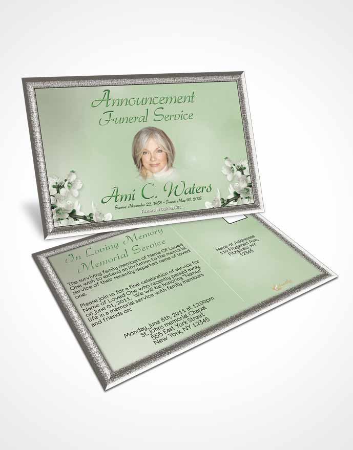 Funeral Prayer Card Template Simple Beauty Emerald Glow