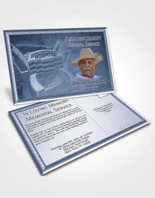 Funeral Announcement Card Template Sky Blue Doctor
