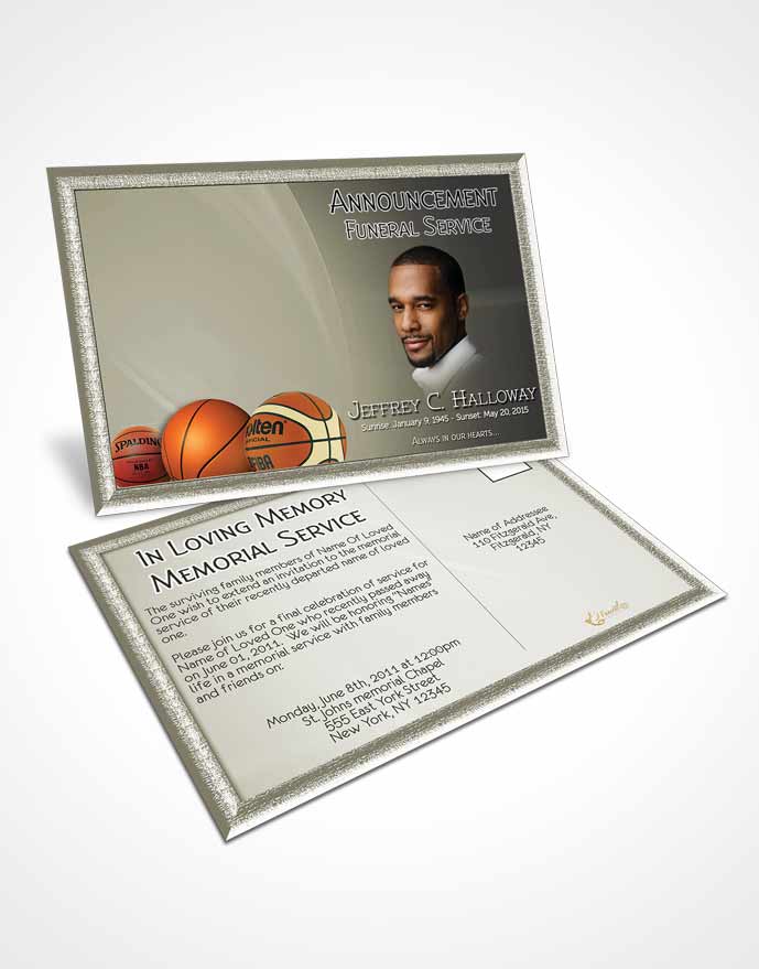 Funeral Announcement Card Template Soft Daylight Basketball Lover Light