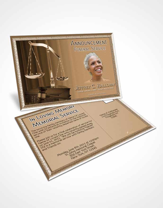 Funeral Announcement Card Template Soft Judge Justice