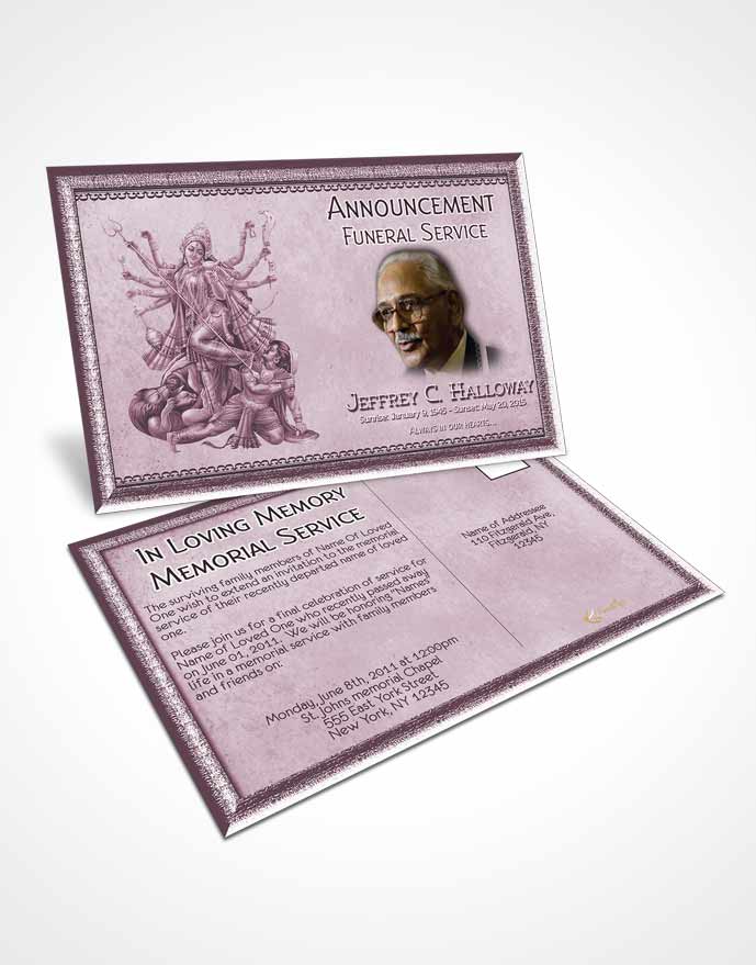 Funeral Announcement Card Template Soft Pink Hindu Faith