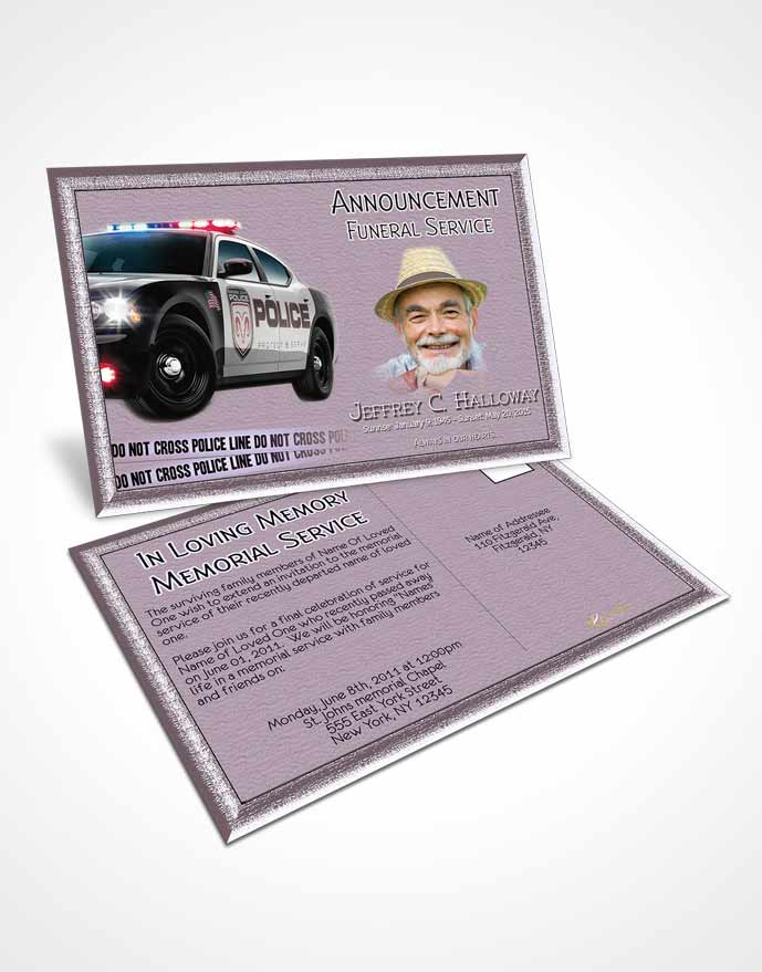 Funeral Announcement Card Template Soft Police On Duty