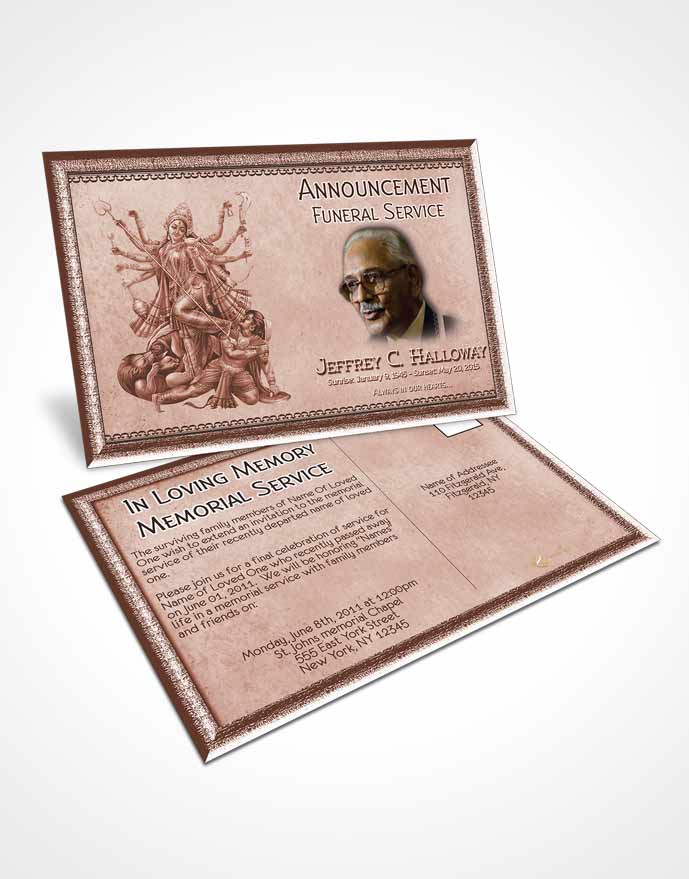 Funeral Announcement Card Template Soft Ruby Hindu Faith