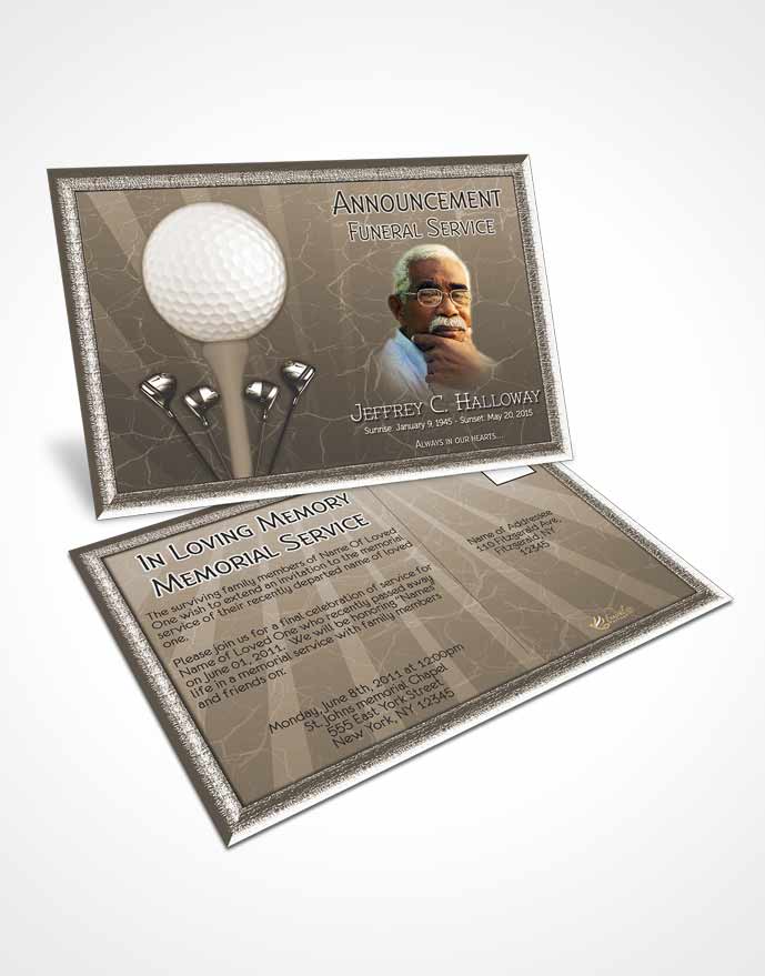 Funeral Announcement Card Template Softening Breeze Golf Star