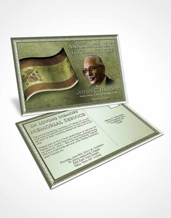 Funeral Announcement Card Template Spanish Emerald Love