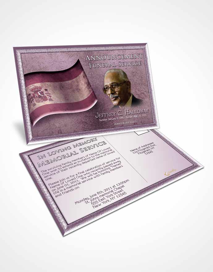Funeral Announcement Card Template Spanish Lavender Love