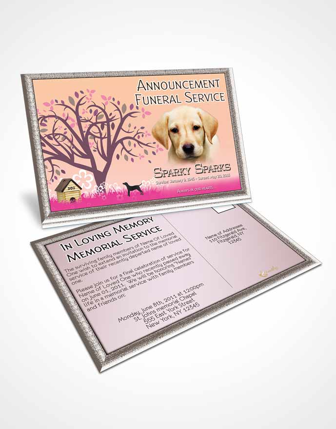 Funeral Prayer Card Template Sparkling Doggy Heaven