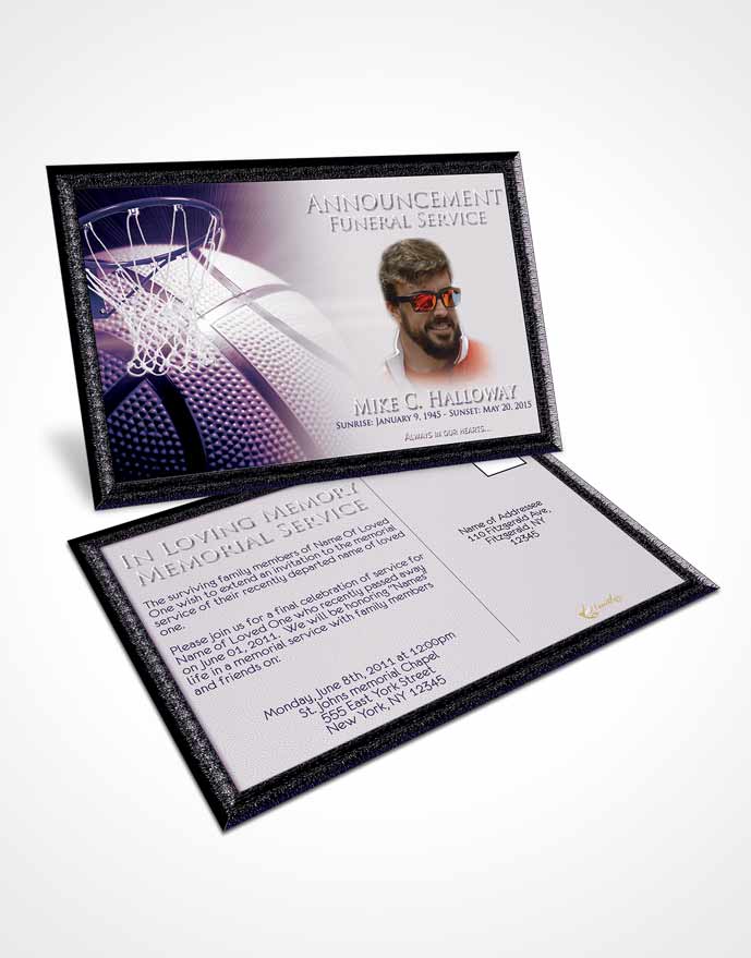 Funeral Announcement Card Template Special Moments Basketball Honor