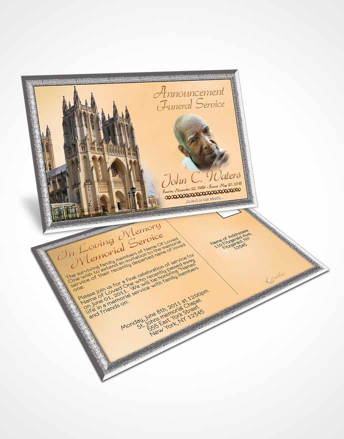 Funeral Announcement Card Template Spring Cathedral Early Sunrise
